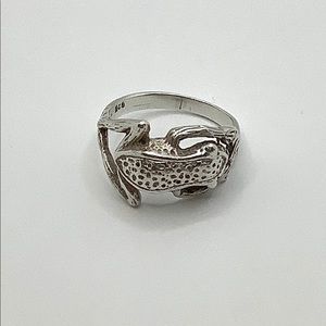 925 Sterling Silver Ring Sculpted Frog Artisan Vintage 6.75 4.36g Figura…